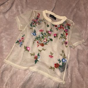 Floral Urban Outfitters Embroidered Blouse